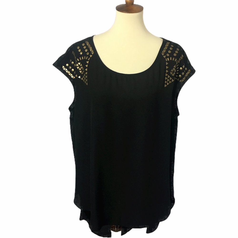 Torrid Black Gold Stud Sleeveless Top 1X